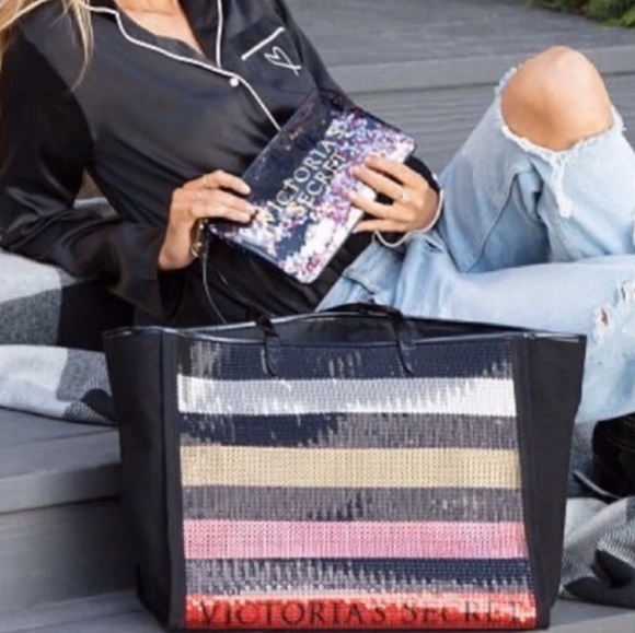 Victoria's Secret Handbags - NWT Victoria's Secret Sequin Canvas Tote Bag